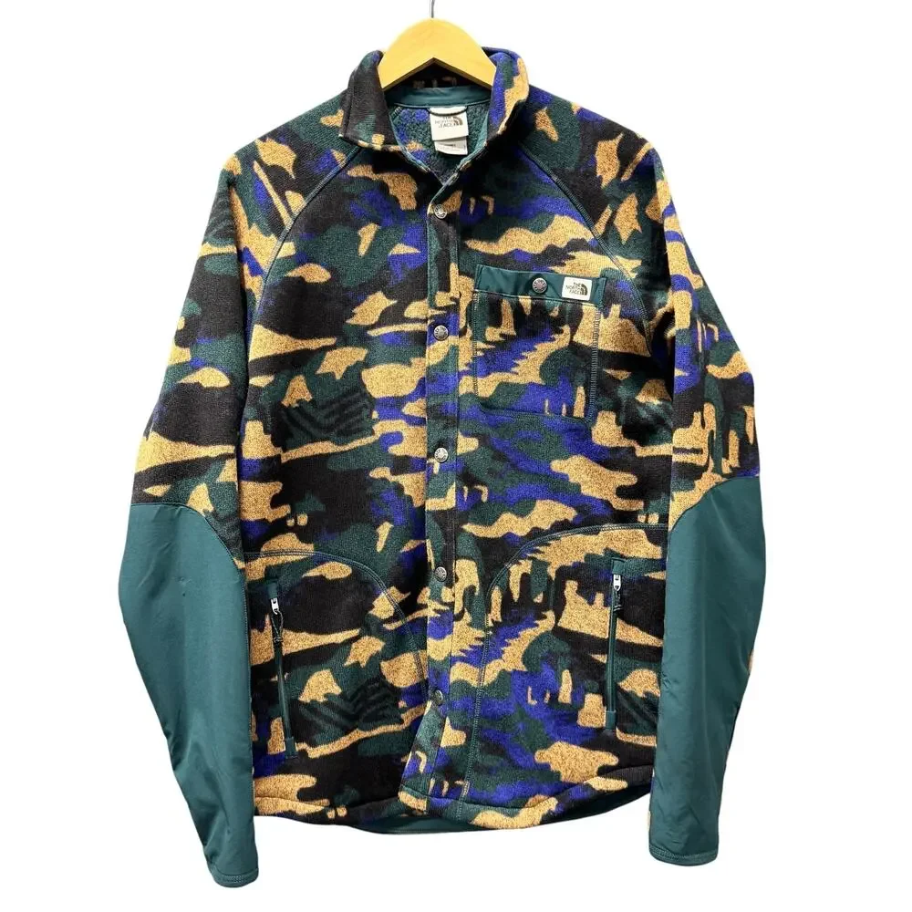 The‎ North Face Shacket Mens Small Snap Up Fleece Gordon Lyons Green Blue Jacket